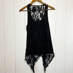 BB Dakota Black Lace Back Tank Top